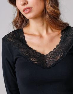 Chemise Manches Longues Coton Et Dentelle - Lot De 2 -Boutique De Lingerie De Mode 700092 C02 zoomx vue5