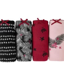 Slip Coton Imprimé "feuilles" - Lot De 4 -Boutique De Lingerie De Mode 700289 C01 zoomx vue5