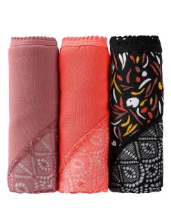 Shorty Coton Stretch Imprimé Et Dentelle - Lot De 3 -Boutique De Lingerie De Mode 700423 C01 zoom detailRFP