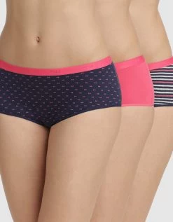 DIM Slip Forme Boxer"Les Pockets" Coton Stretch Imprimé Et Uni Rose- Lot De 3