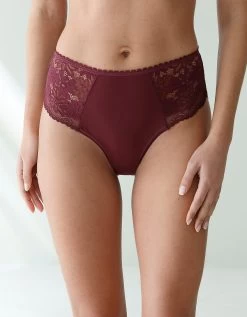 Culotte Forme Tanga Taille Haute Microfibre Et Dentelle Stretch - Lot De 2