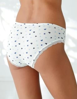 Culotte Forme Midi Coton Stretch Imprimé " Coeurs" Et Dentelle - Lot De 3 -Boutique De Lingerie De Mode 700558 C01 zoomx vue4