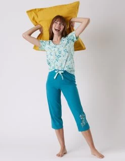 Tee-shirt Pyjama Manches Courtes Imprimé Floral -Boutique De Lingerie De Mode 703042 C01 zoomx vue3