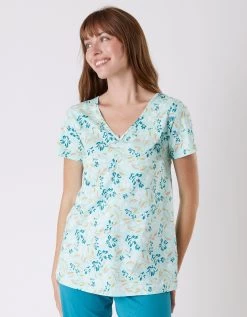 Tee-shirt Pyjama Manches Courtes Imprimé Floral -Boutique De Lingerie De Mode 703042 C01 zoomx vue5