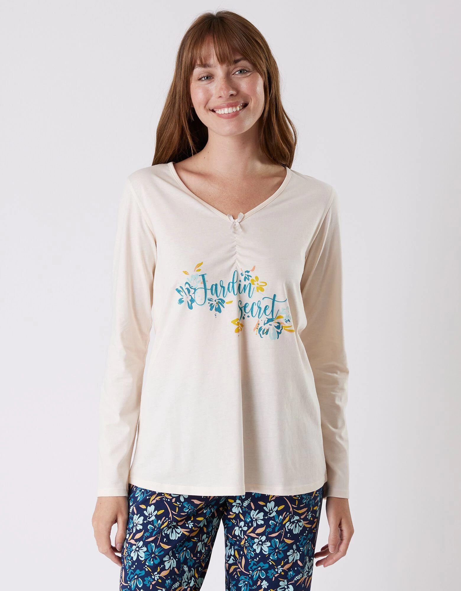 Tee-shirt Pyjama Manches Longues Imprimé Placé "jardin Secret" 7 Tee-shirt Pyjama Manches Longues Imprimé Placé "jardin Secret" – Image 5