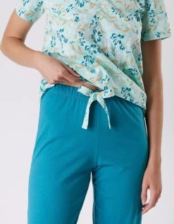 Pantalon Court Pyjama Imprimé Placé "jardin Secret" -Boutique De Lingerie De Mode 703074 C01 zoomx vue3