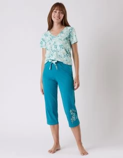 Pantalon Court Pyjama Imprimé Placé "jardin Secret" -Boutique De Lingerie De Mode 703074 C01 zoomx vue6