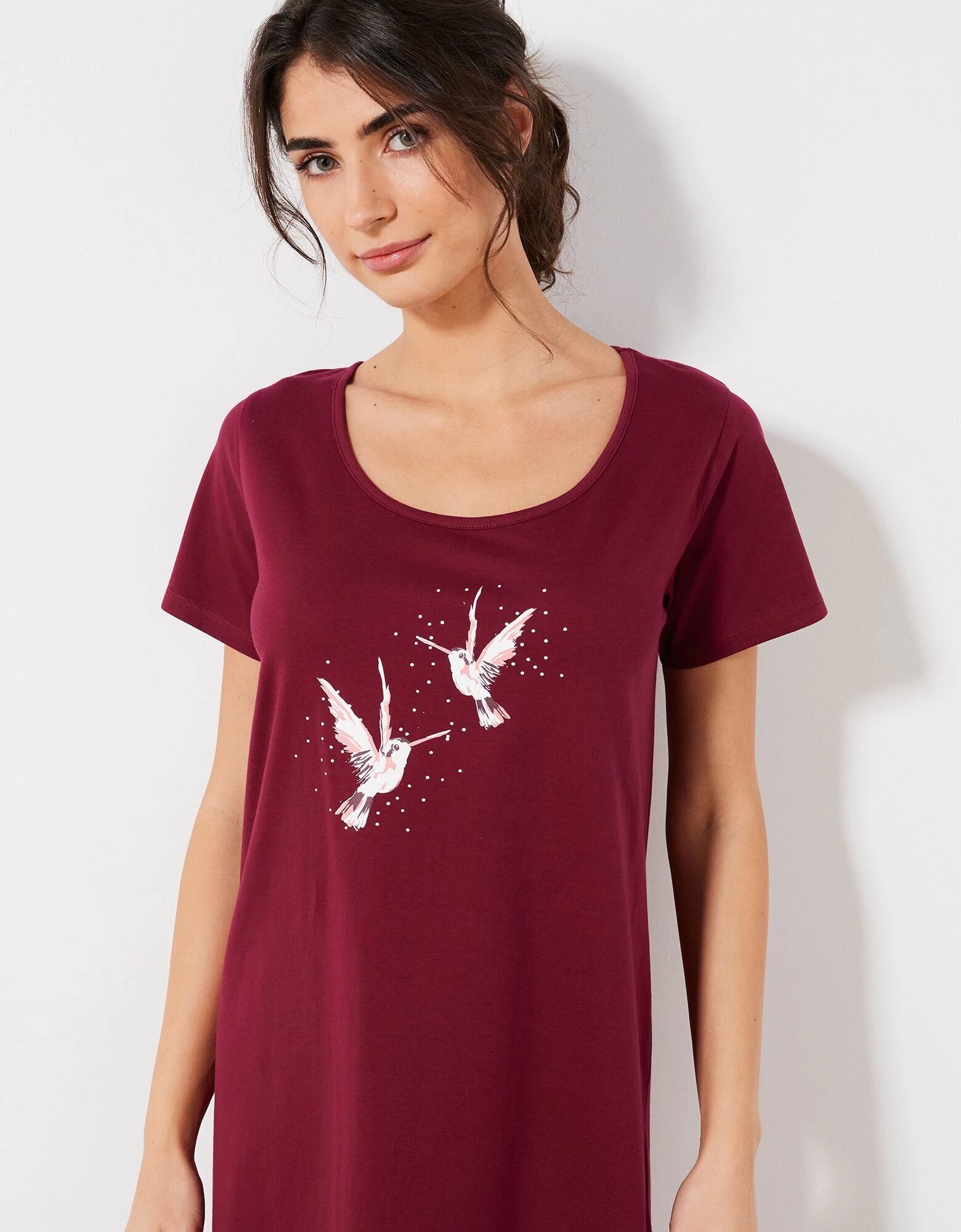 Chemise De Nuit Courte Imprimé Oiseaux 7 Chemise De Nuit Courte Imprimé Oiseaux – Image 5