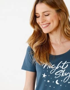 Chemise De Nuit Courte Manches Courtes – Imprimé Night Sky -Boutique De Lingerie De Mode 703142 C01 zoomx vue3