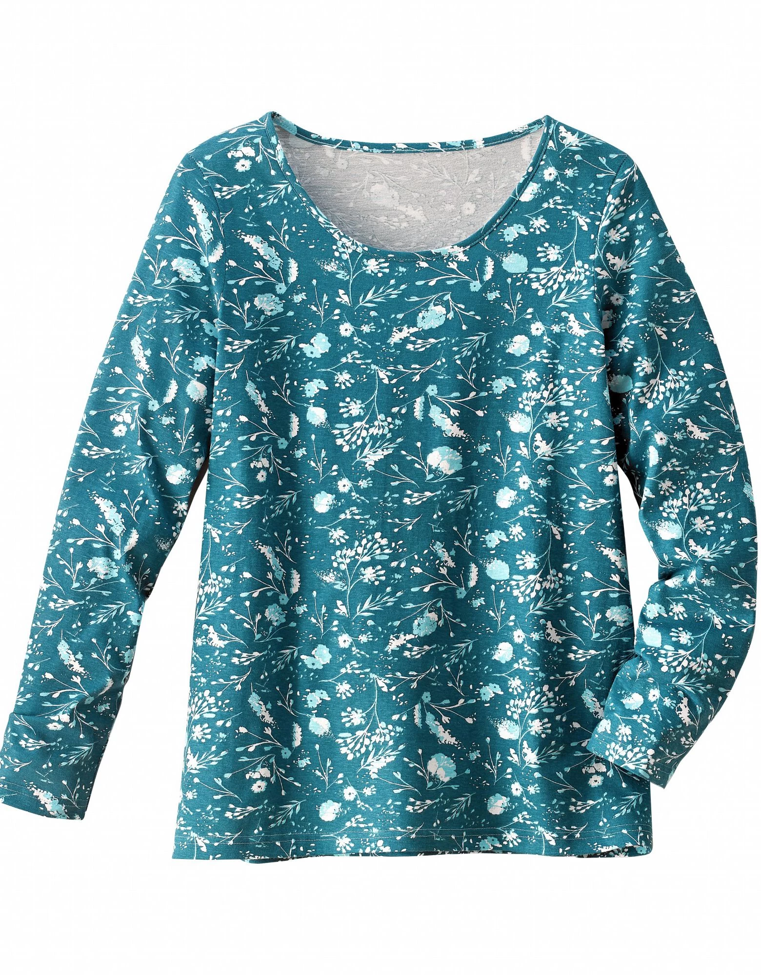 Tee-shirt Manches Longues – Fleuri émeraude 7 Tee-shirt Manches Longues – Fleuri émeraude – Image 5