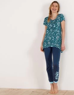 Tee-shirt Asymétrique Manches Courtes – Fleuri émeraude -Boutique De Lingerie De Mode 703151 C01 zoomx vue4