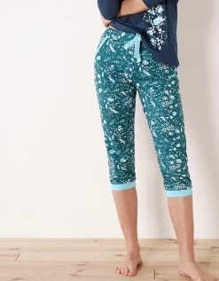 Pantacourt De Pyjama – Fleuri émeraude -Boutique De Lingerie De Mode 703157 C01 zoomx vue2