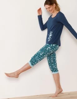 Pantacourt De Pyjama – Fleuri émeraude -Boutique De Lingerie De Mode 703157 C01 zoomx vue4