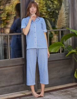 Pyjama Pantalon Court Imprimé Carreaux - Col Tailleur 13 Pyjama Pantalon Court Imprimé Carreaux - Col Tailleur -Boutique De Lingerie De Mode 703229 C01 zoomx vue6