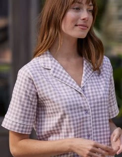 Pyjama Pantalon Court Imprimé Carreaux - Col Tailleur 11 Pyjama Pantalon Court Imprimé Carreaux - Col Tailleur -Boutique De Lingerie De Mode 703229 C02 zoomx vue3