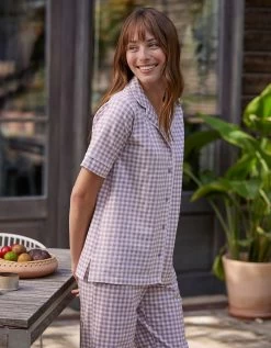 Pyjama Pantalon Court Imprimé Carreaux - Col Tailleur 12 Pyjama Pantalon Court Imprimé Carreaux - Col Tailleur -Boutique De Lingerie De Mode 703229 C02 zoomx vue4