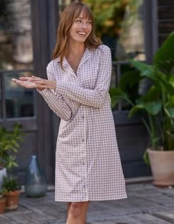 Chemise De Nuit Boutonnée Imprimé Petits Carreaux -Boutique De Lingerie De Mode 703239 C02 zoomx vue3