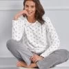 Pyjama Polaire Imprimé Pois Toucher Peluche Manches Longues -Boutique De Lingerie De Mode 703435 C00 zoomx