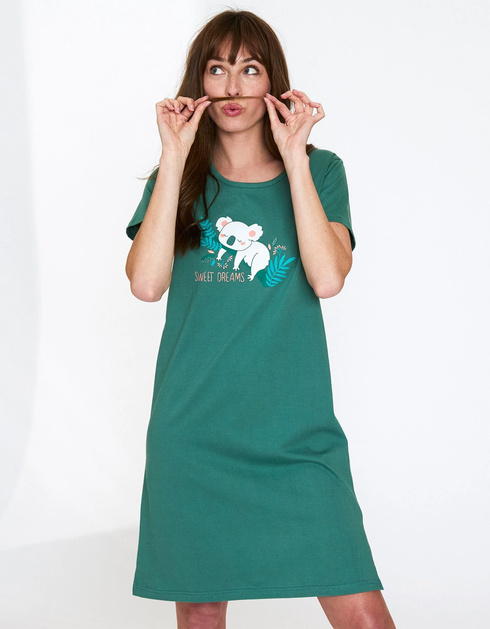 Chemise De Nuit Courte À Manches Courtes, Imprimé Koala 3 Chemise De Nuit Courte À Manches Courtes, Imprimé Koala