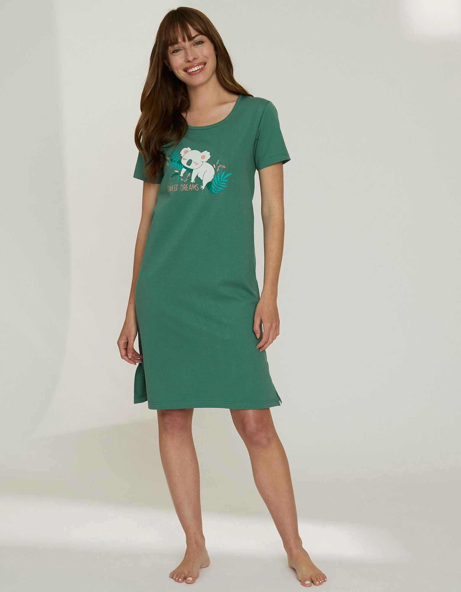 Chemise De Nuit Courte À Manches Courtes, Imprimé Koala 5 Chemise De Nuit Courte À Manches Courtes, Imprimé Koala – Image 3
