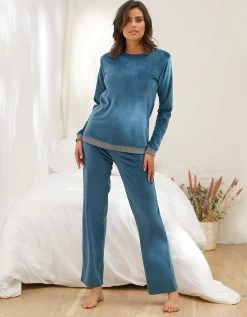 Pyjama Pantalon Velours Stretch Détails Scintillants -Boutique De Lingerie De Mode 703468 C01 zoomx vue5