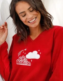 Chemise De Nuit Longue Nuages En Micro-polaire -Boutique De Lingerie De Mode 703472 C01 zoomx vue4