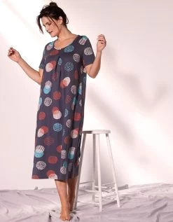 Chemise De Nuit Longue Imprimée Graphique