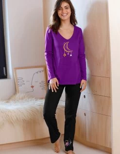 Tee-shirt Manches Longues Imprimé Lune Jersey Coton 8 Tee-shirt Manches Longues Imprimé Lune Jersey Coton -Boutique De Lingerie De Mode 703553 C02 zoomx vue3