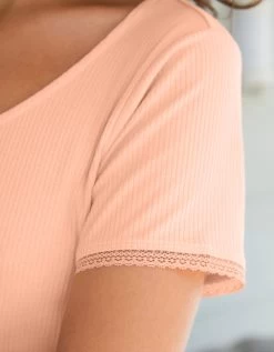 Tee-shirt Pyjama Maille Viscose Côtelée -Boutique De Lingerie De Mode 703590 C01 zoomx vue4