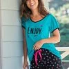 Tee-shirt Manches Courtes Coton Uni Imprimé Placé "Enjoy" -Boutique De Lingerie De Mode 703593 C02 zoomx
