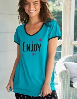 Tee-shirt Manches Courtes Coton Uni Imprimé Placé "Enjoy" -Boutique De Lingerie De Mode 703593 C02 zoomx vue4