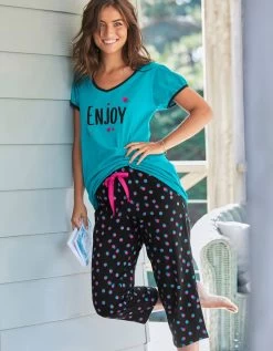 Tee-shirt Manches Courtes Coton Uni Imprimé Placé "Enjoy" -Boutique De Lingerie De Mode 703593 C02 zoomx vue7