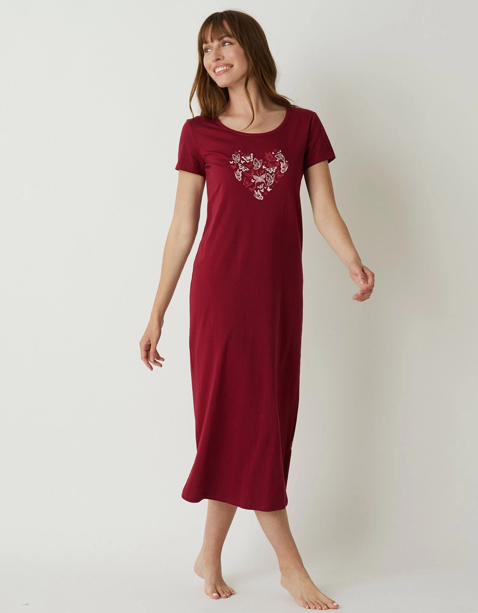 Chemise De Nuit Longue Manches Courtes Motif "papillons" 3 Chemise De Nuit Longue Manches Courtes Motif "papillons"