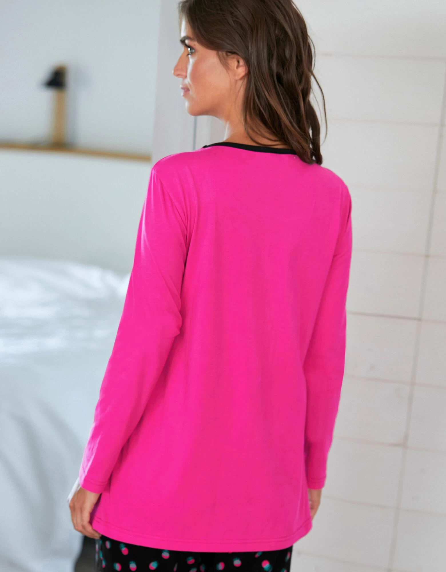 Tee-shirt Manches Longues Coton Uni Imprimé Placé "Enjoy" 5 Tee-shirt Manches Longues Coton Uni Imprimé Placé "Enjoy" – Image 3