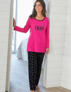 Tee-shirt Manches Longues Coton Uni Imprimé Placé "Enjoy" 12 Tee-shirt Manches Longues Coton Uni Imprimé Placé "Enjoy" -Boutique De Lingerie De Mode 703596 C01 zoomx vue4
