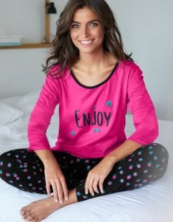 Tee-shirt Manches Longues Coton Uni Imprimé Placé "Enjoy" 14 Tee-shirt Manches Longues Coton Uni Imprimé Placé "Enjoy" -Boutique De Lingerie De Mode 703596 C01 zoomx vue6
