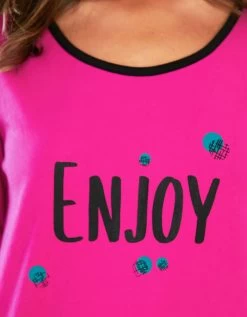Tee-shirt Manches Longues Coton Uni Imprimé Placé "Enjoy" 15 Tee-shirt Manches Longues Coton Uni Imprimé Placé "Enjoy" -Boutique De Lingerie De Mode 703596 C01 zoomx vue7