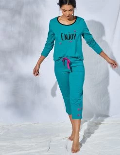 Tee-shirt Manches Longues Coton Uni Imprimé Placé "Enjoy" -Boutique De Lingerie De Mode 703596 C02 zoomx vue7