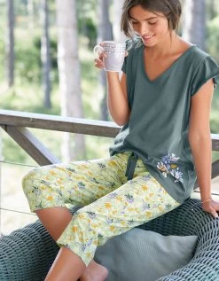 Pantacourt Pyjama Imprimé "pétales De Fleurs" -Boutique De Lingerie De Mode 703620 C02 zoomx vue3