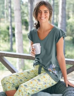 Pantacourt Pyjama Imprimé "pétales De Fleurs" -Boutique De Lingerie De Mode 703620 C02 zoomx vue6