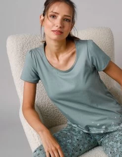 Tee-shirt De Pyjama Manches Courtes Imprimé Base Fleurs -Boutique De Lingerie De Mode 703623 C03 zoomx vue3