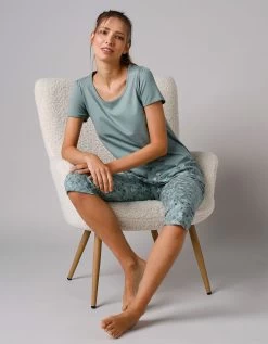 Tee-shirt De Pyjama Manches Courtes Imprimé Base Fleurs -Boutique De Lingerie De Mode 703623 C03 zoomx vue5