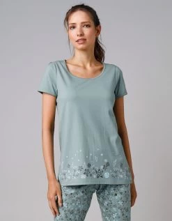 Tee-shirt De Pyjama Manches Courtes Imprimé Base Fleurs -Boutique De Lingerie De Mode 703623 C03 zoomx vue6