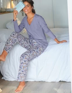 Pantalon Pyjama Coton Imprimé "pétales" -Boutique De Lingerie De Mode 703624 C02 zoomx vue3