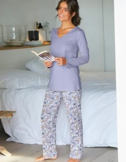 Pantalon Pyjama Coton Imprimé "pétales" -Boutique De Lingerie De Mode 703624 C02 zoomx vue7