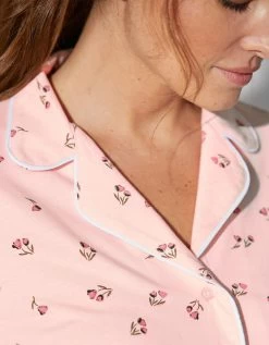 Chemise De Nuit Imprimée "tulipes" Boutonnée Col Tailleur Manches Longues -Boutique De Lingerie De Mode 703626 C00 zoomx vue4