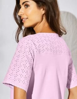 Chemise De Nuit Courte Coton Et Broderie Anglaise -Boutique De Lingerie De Mode 703627 C02 zoomx vue4