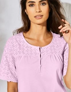 Chemise De Nuit Courte Coton Et Broderie Anglaise -Boutique De Lingerie De Mode 703627 C02 zoomx vue6