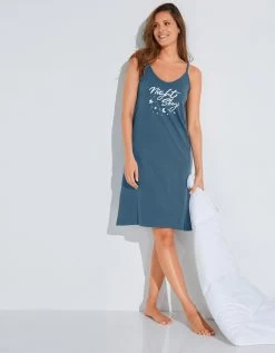Nuisette Coton Fines Bretelles Imprimée « Night » -Boutique De Lingerie De Mode 703634 C01 zoomx vue3