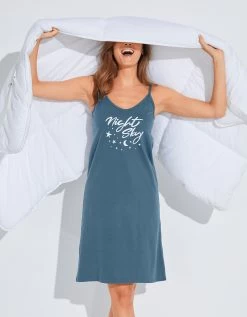 Nuisette Coton Fines Bretelles Imprimée « Night » -Boutique De Lingerie De Mode 703634 C01 zoomx vue4